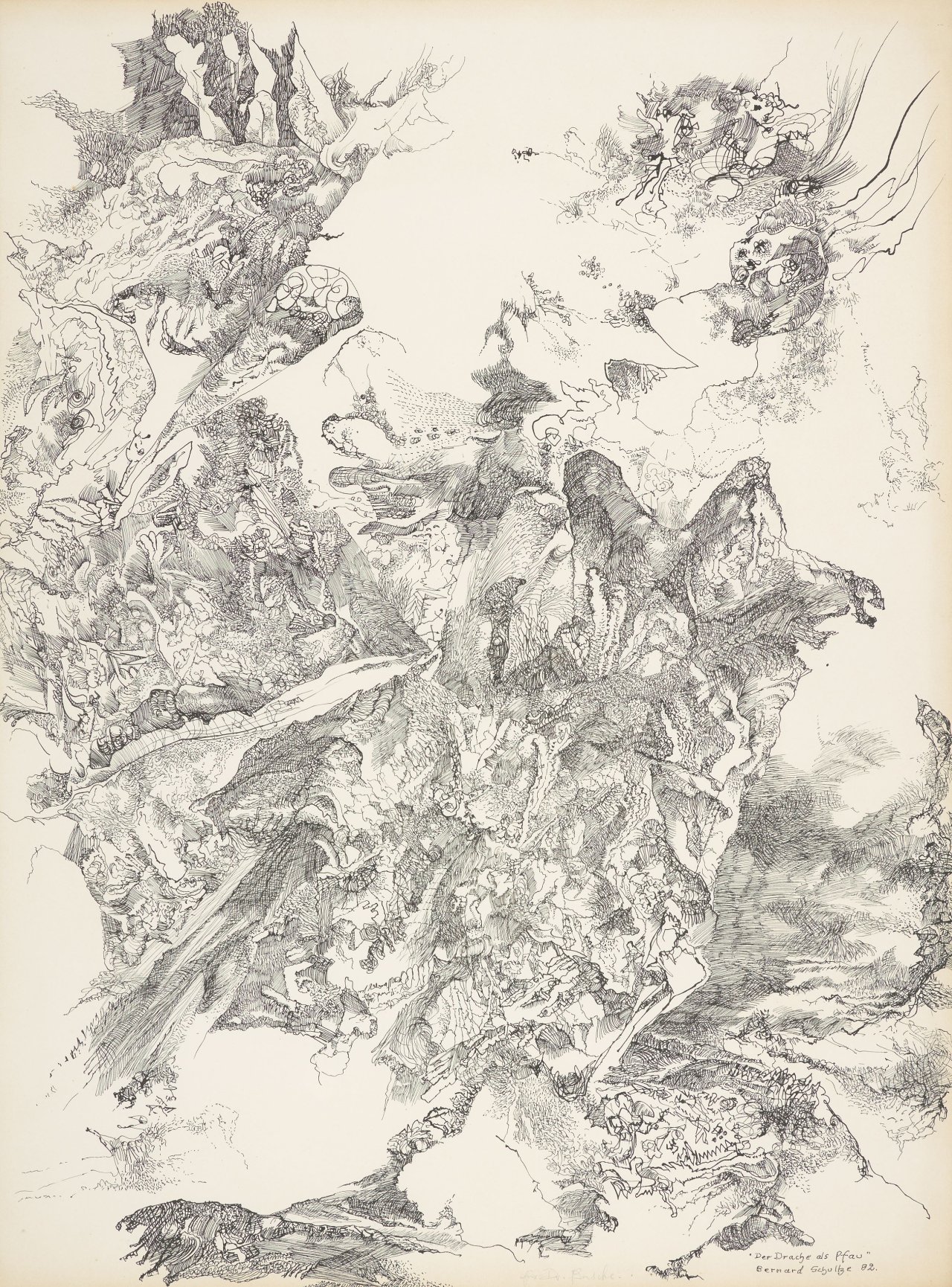 This picture shows the following artwork: Bernard Schultze. ”Der Drache als Pfau”. 1982.