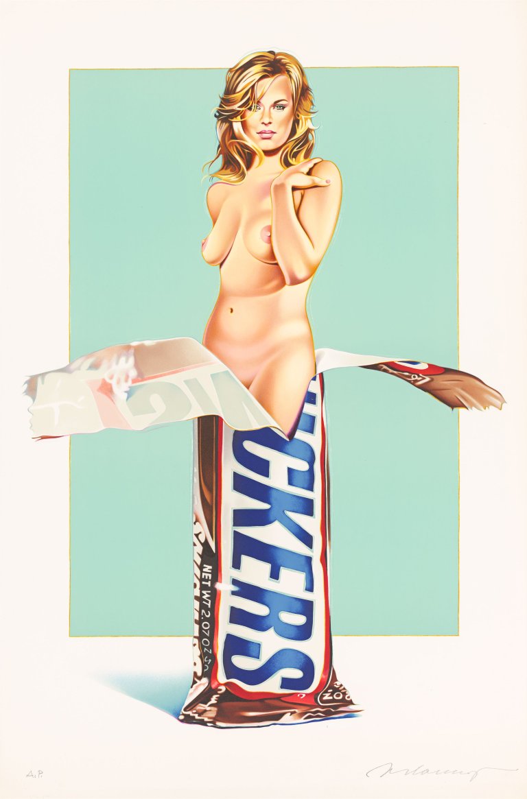 Auf diesem Bild ist das folgende Kunstwerk zu sehen: Mel Ramos. „Snickers / Candy II“. 2004.