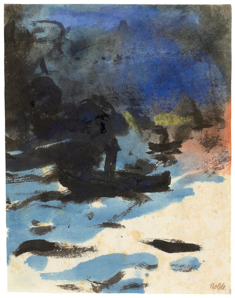 This picture shows the following artwork: Emil Nolde. „Rußender Dampfer“ (Hamburger Hafen). 1910.