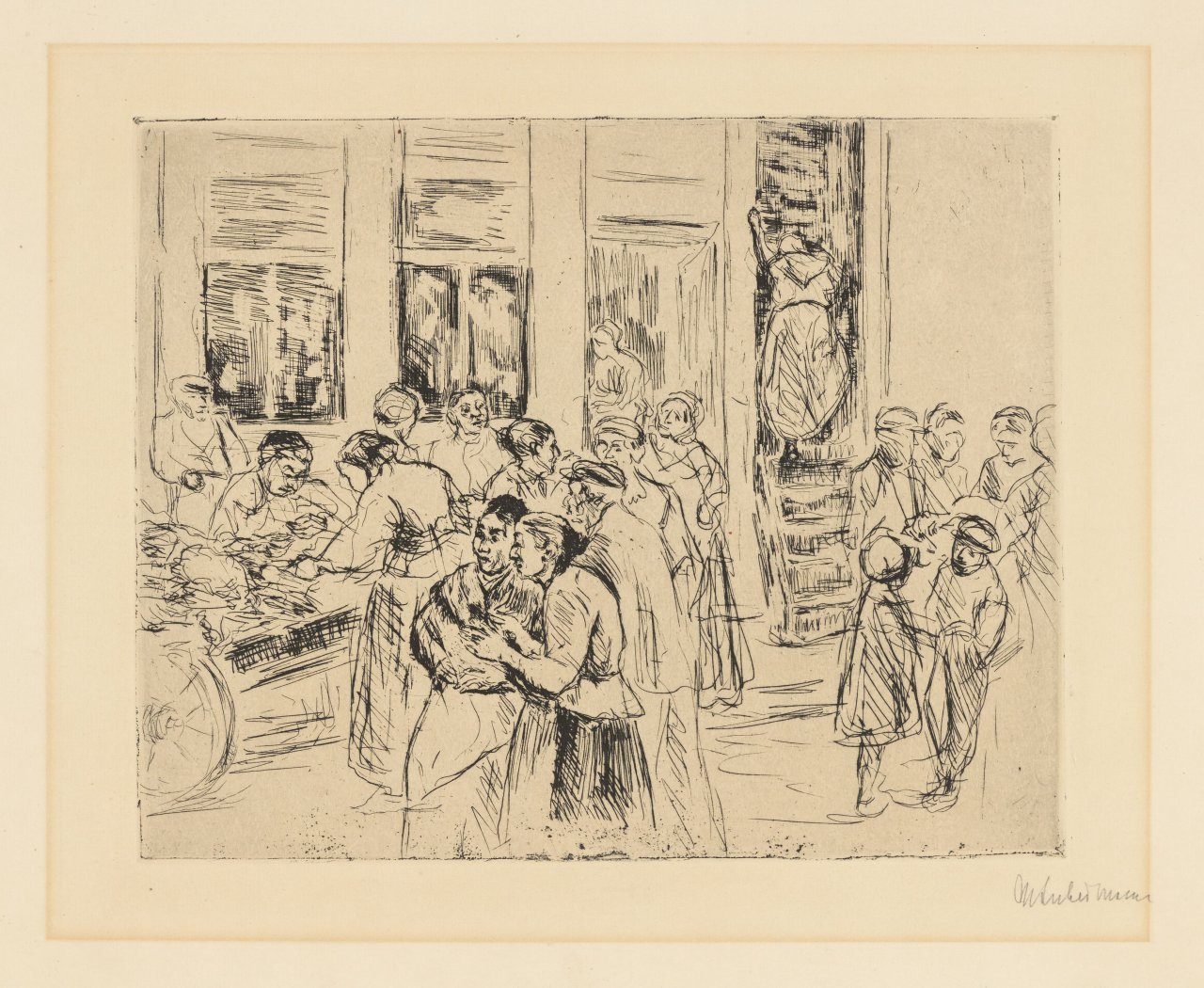 This picture shows the following artwork: Max Liebermann. „Aus dem Judenviertel in Amsterdam: Strassenhandel“. 1908.