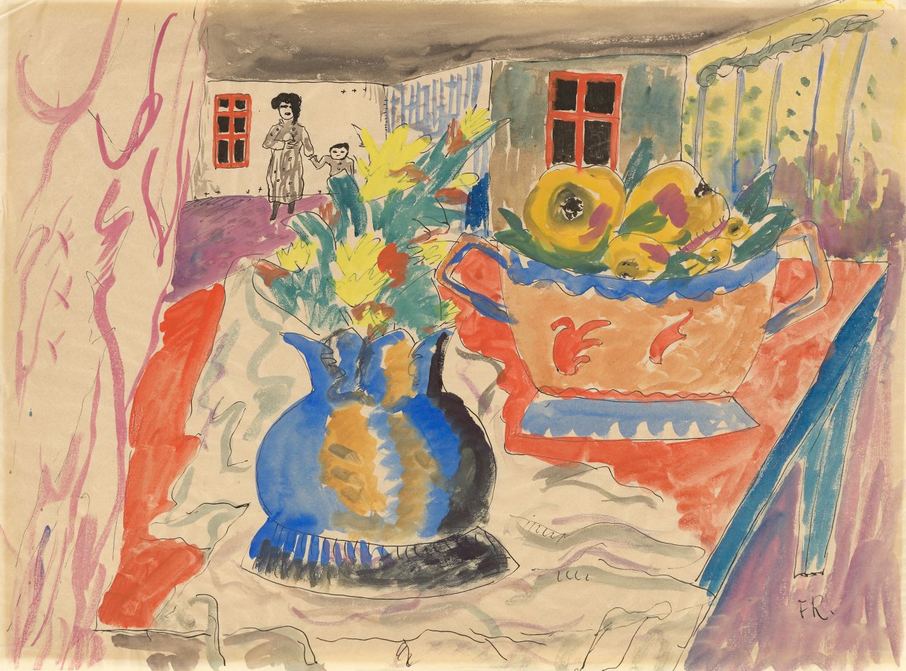 This picture shows the following artwork: Franz Radziwill. ”Stilleben mit Interieur”. Circa 1920.