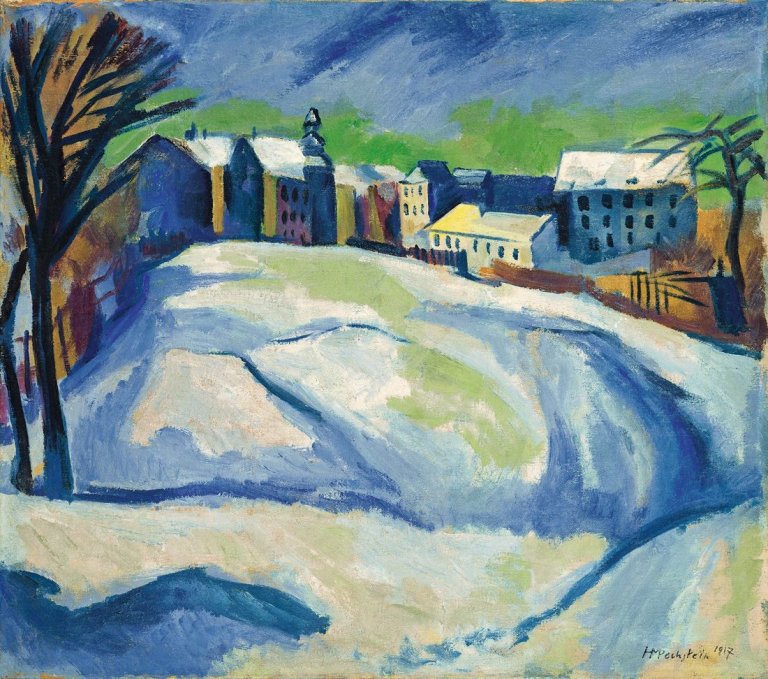 Auf diesem Bild ist das folgende Kunstwerk zu sehen: Max Pechstein. „Sonniger Wintertag“. 1917.