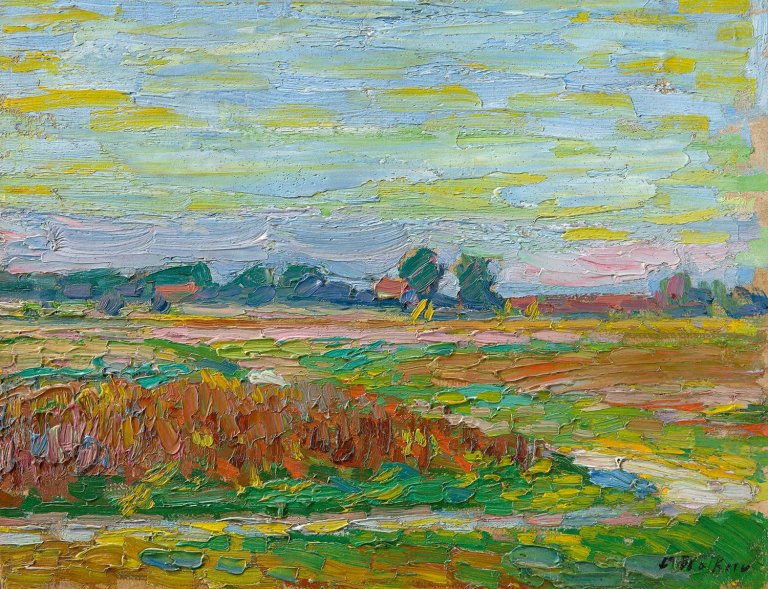 Auf diesem Bild ist das folgende Kunstwerk zu sehen: Franz Nölken. „Flache Feldlandschaft“. Um 1906.