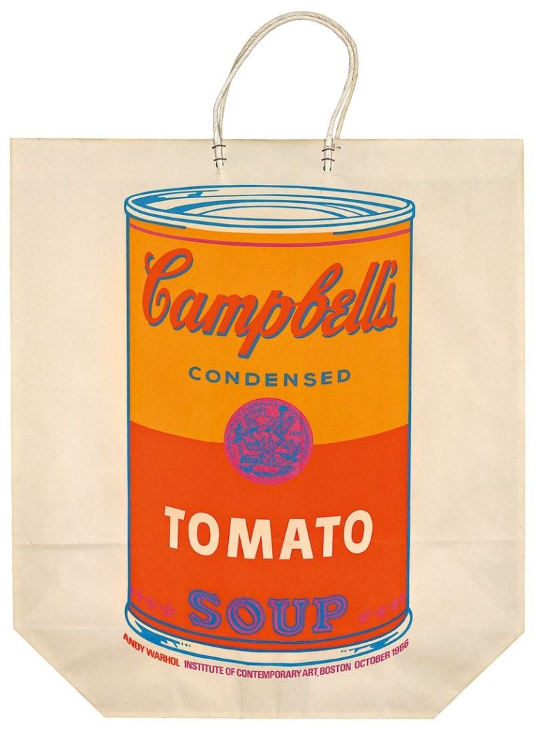This picture shows the following artwork: Andy Warhol. „Campbell’s soup can on Shopping Bag“. 1966.