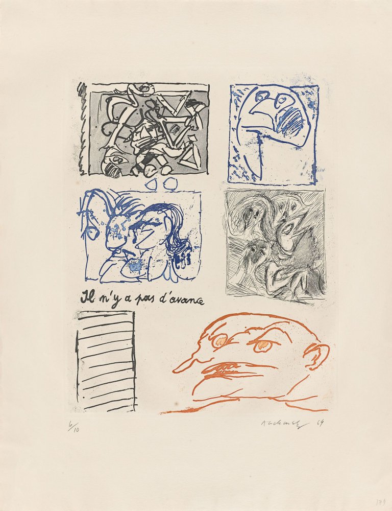 Auf diesem Bild ist das folgende Kunstwerk zu sehen: Pierre Alechinsky. „Il n'y a pas d'avance“. 1964.