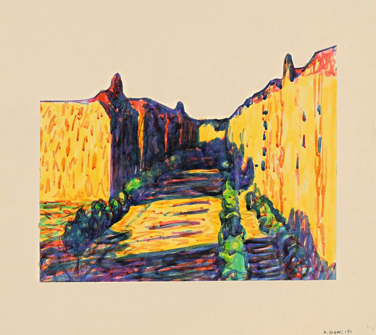 Auf diesem Bild ist das folgende Kunstwerk zu sehen: Arthur Segal. Blick in eine Straße (Berlin). 1911.