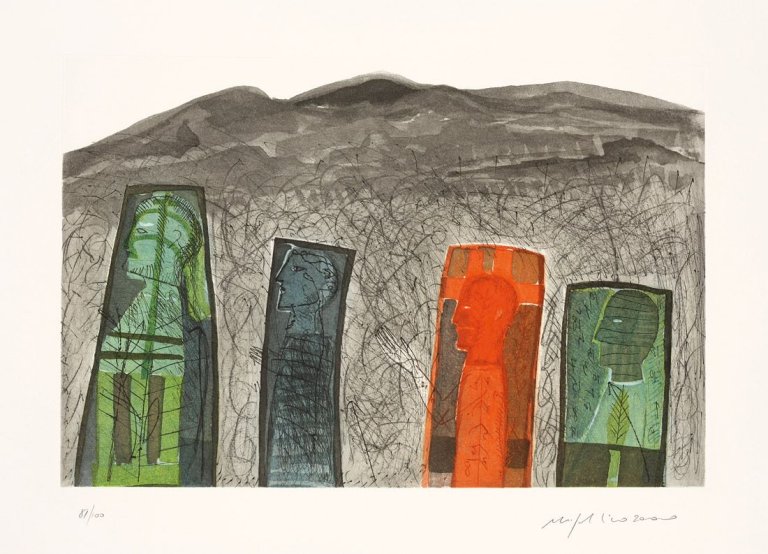 Auf diesem Bild ist das folgende Kunstwerk zu sehen: Mimmo Paladino. „Sguardo a destra“. 2000.