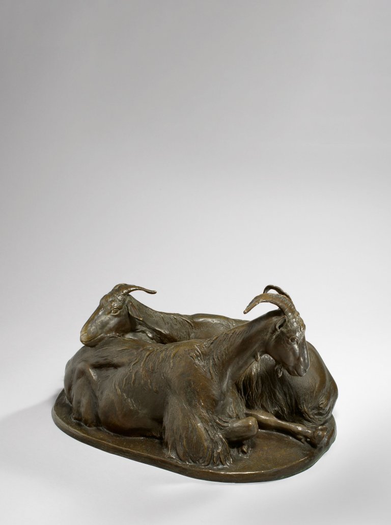 This picture shows the following artwork: August Gaul. „Die Ziegen (auch: Römische Ziegen; Zwei liegende römische Ziegen)“. 1898.