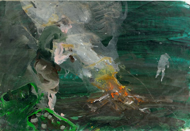 Auf diesem Bild ist das folgende Kunstwerk zu sehen: Sven Kroner. Lagerfeuer. 1998.