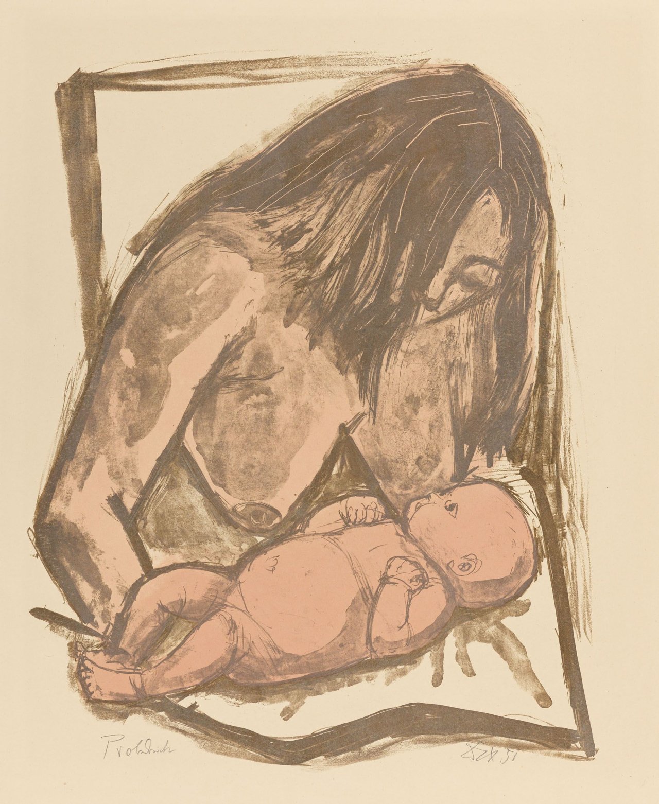 Auf diesem Bild ist das folgende Kunstwerk zu sehen: Otto Dix. „Mutter und Kind“. 1951.