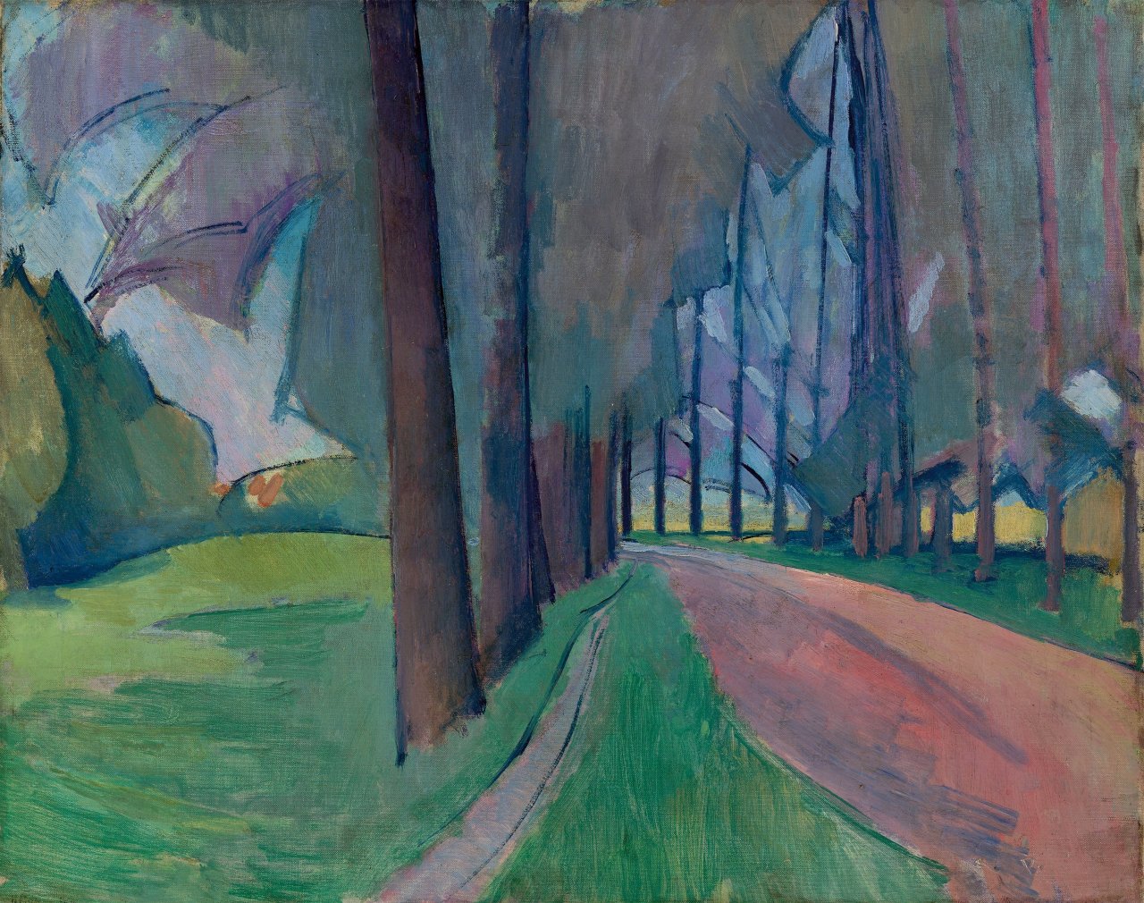Auf diesem Bild ist das folgende Kunstwerk zu sehen: Franz Nölken. „Pappelallee in Borgeln“. Um 1915/16.