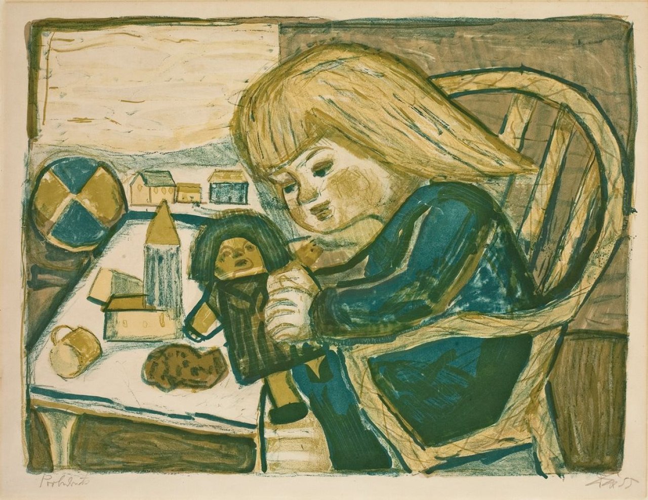 Auf diesem Bild ist das folgende Kunstwerk zu sehen: Otto Dix. „Spielendes Kind“. 1955.