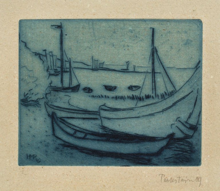 Auf diesem Bild ist das folgende Kunstwerk zu sehen: Max Pechstein. „Kähne“. 1909.