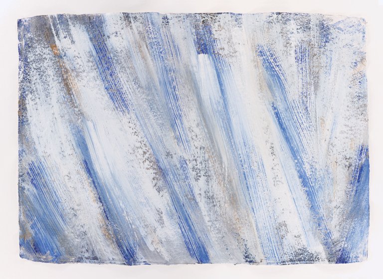 Auf diesem Bild ist das folgende Kunstwerk zu sehen: Raimund Girke. „blau-weiß-dominant“. 1995.