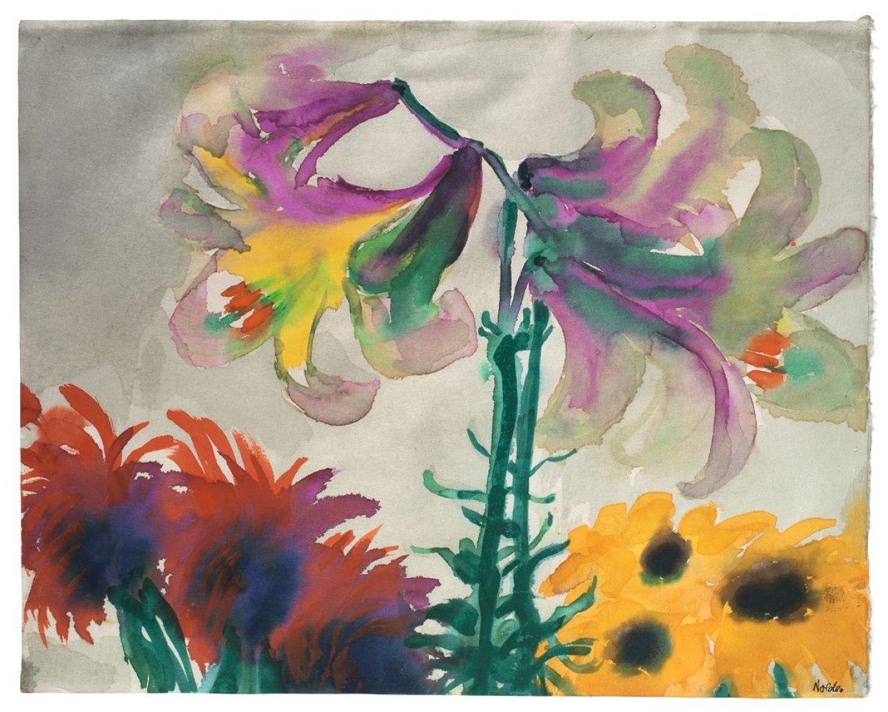 This picture shows the following artwork: Emil Nolde. Stilleben mit Lilien. Before 1933.
