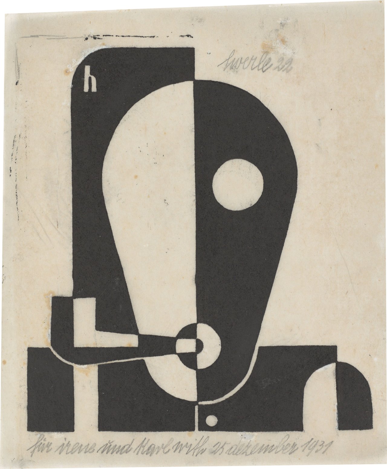 Auf diesem Bild ist das folgende Kunstwerk zu sehen: Heinrich Hoerle. „Selbstportät mit Pfeife“. 1922.