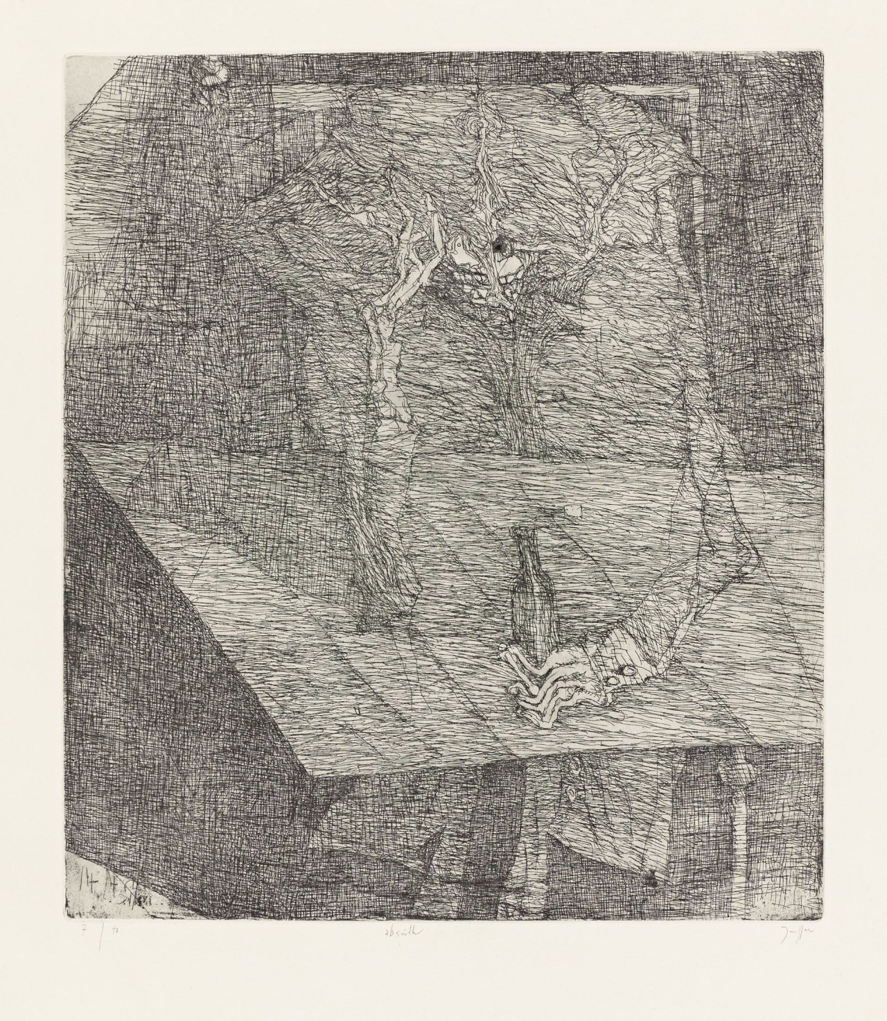Auf diesem Bild ist das folgende Kunstwerk zu sehen: Horst Janssen. „Absinth“. 1964.