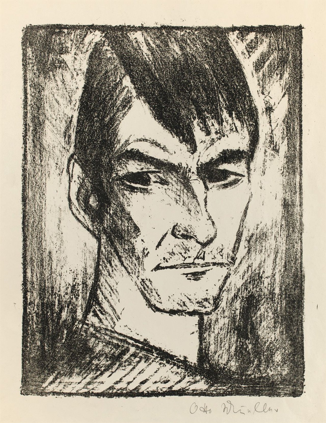 This picture shows the following artwork: Otto Mueller. „Selbstbildnis nach rechts (2)“. 1921/22.