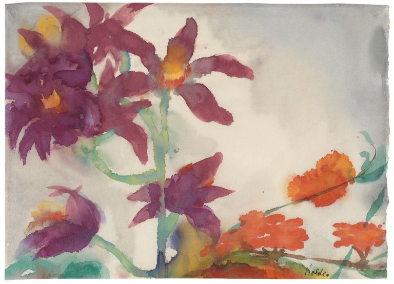 This picture shows the following artwork: Emil Nolde. Exotische Blumen.