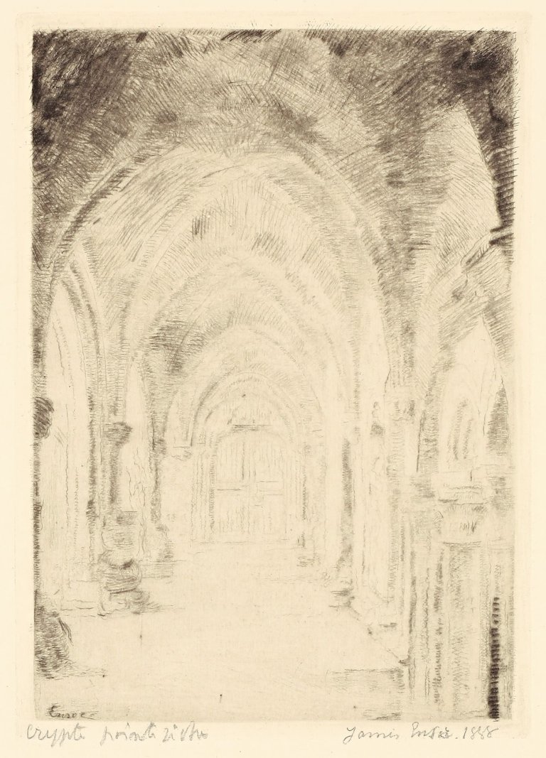 Auf diesem Bild ist das folgende Kunstwerk zu sehen: James Ensor. „The Crypt“. 1888.