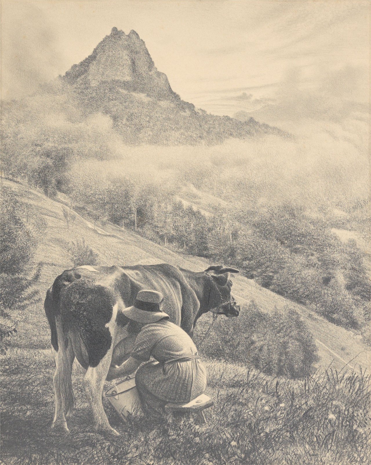This picture shows the following artwork: Richard Müller. ”Der Sperlingsstein a.d. Elbe”. 1940.