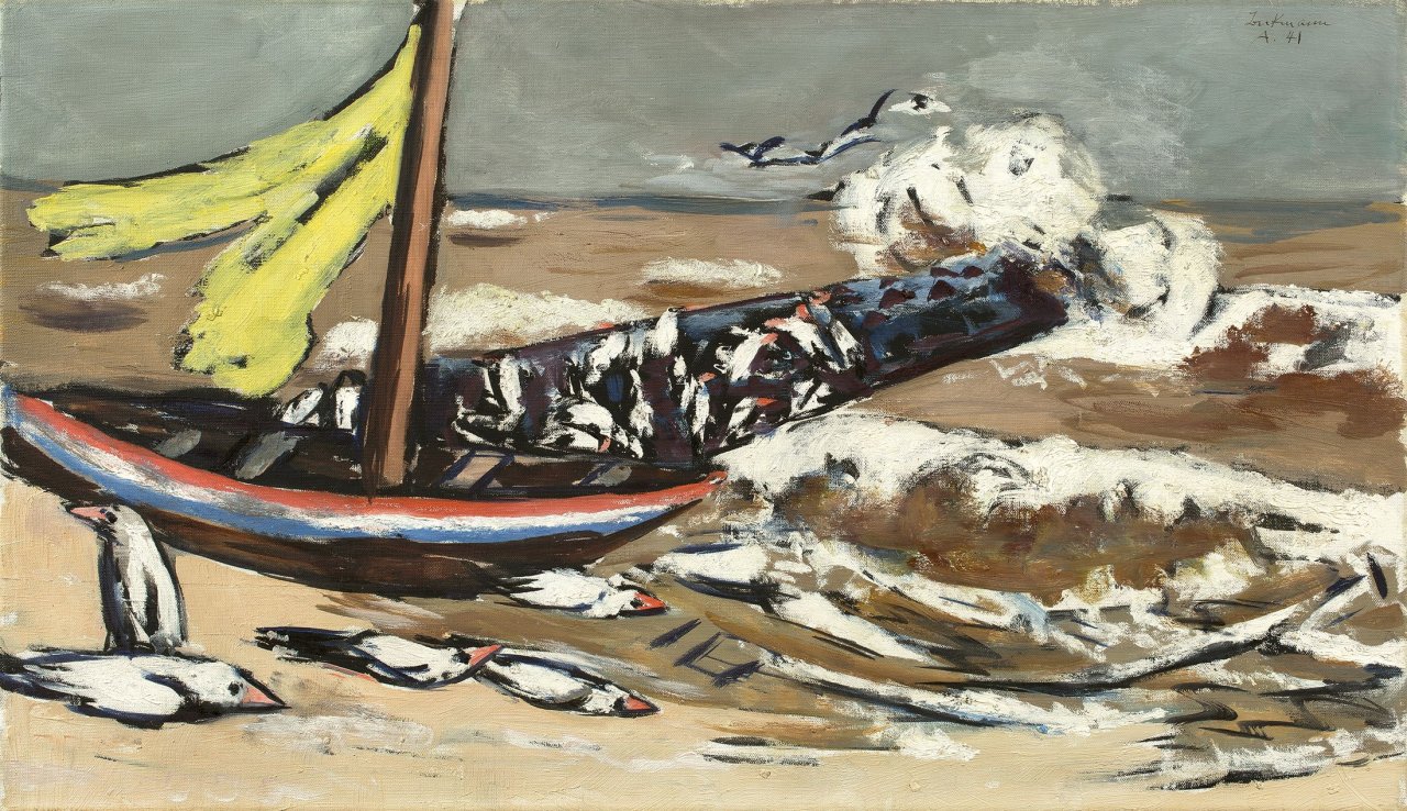 Auf diesem Bild ist das folgende Kunstwerk zu sehen: Max Beckmann. „Braunes Meer mit Möwen“. 1941.
