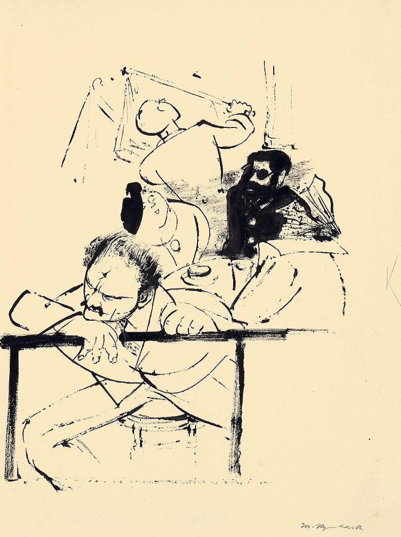 This picture shows the following artwork: Josef Hegenbarth. „Kaffeehaus“. Um 1940.