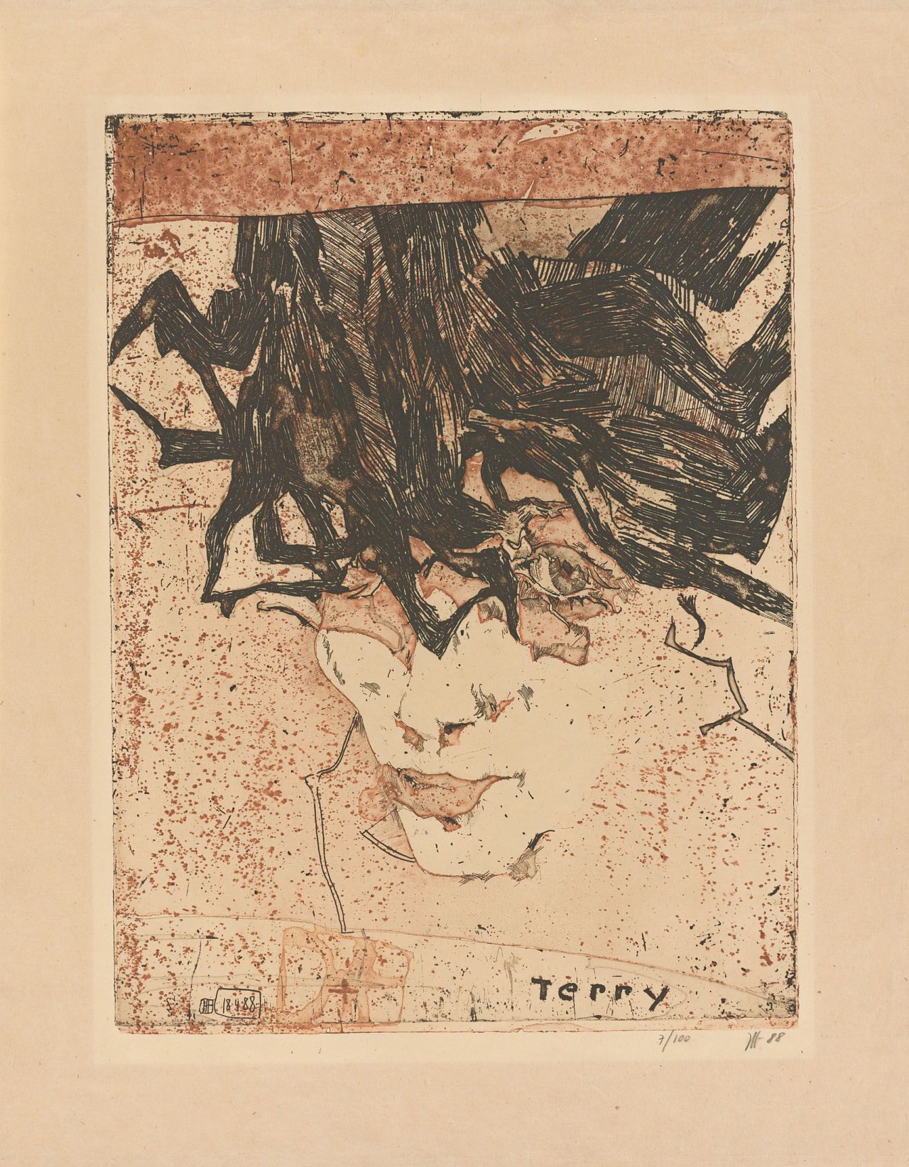 Auf diesem Bild ist das folgende Kunstwerk zu sehen: Horst Janssen. „Terry “ / „Lischi“. 1988.