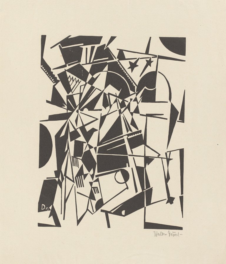 Auf diesem Bild ist das folgende Kunstwerk zu sehen: Walter Dexel. „Sternenbrücke (Abstrakte Komposition)“. 1919/21.