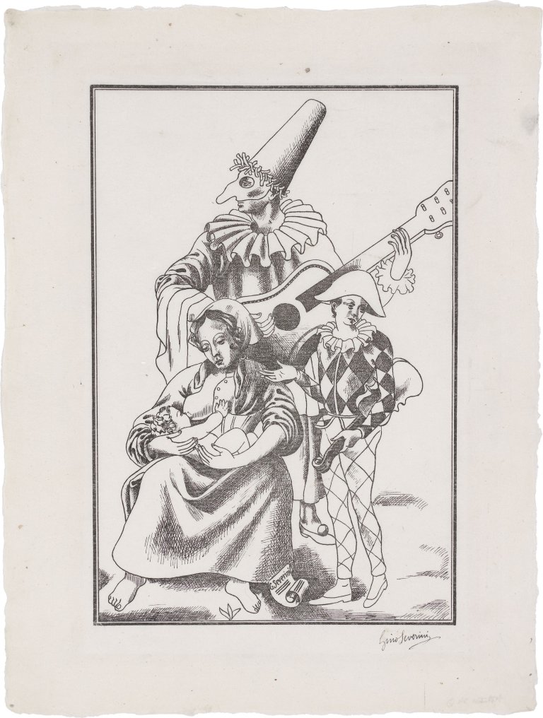 This picture shows the following artwork: Gino Severini. ”Harlekin-Familie”. 1922/23.