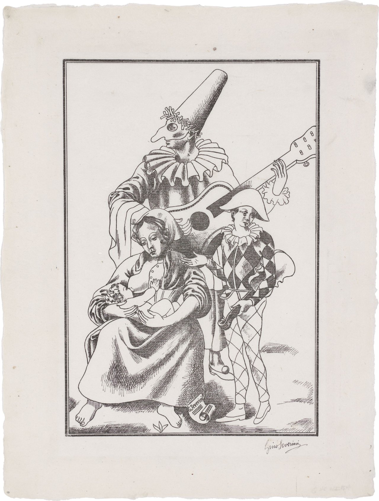 This picture shows the following artwork: Gino Severini. ”Harlekin-Familie”. 1922/23.