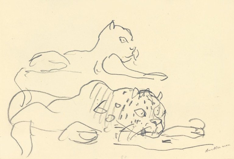 Auf diesem Bild ist das folgende Kunstwerk zu sehen: Max Beckmann. „Zwei Löwen“. 1917.