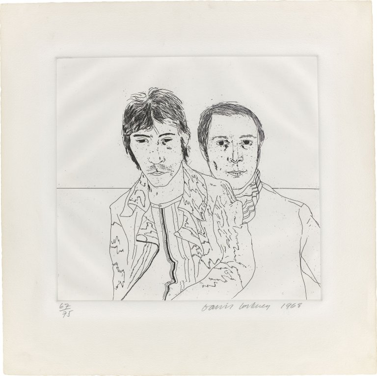 Auf diesem Bild ist das folgende Kunstwerk zu sehen: David Hockney. „Ossie and Mo“. 1968/69.
