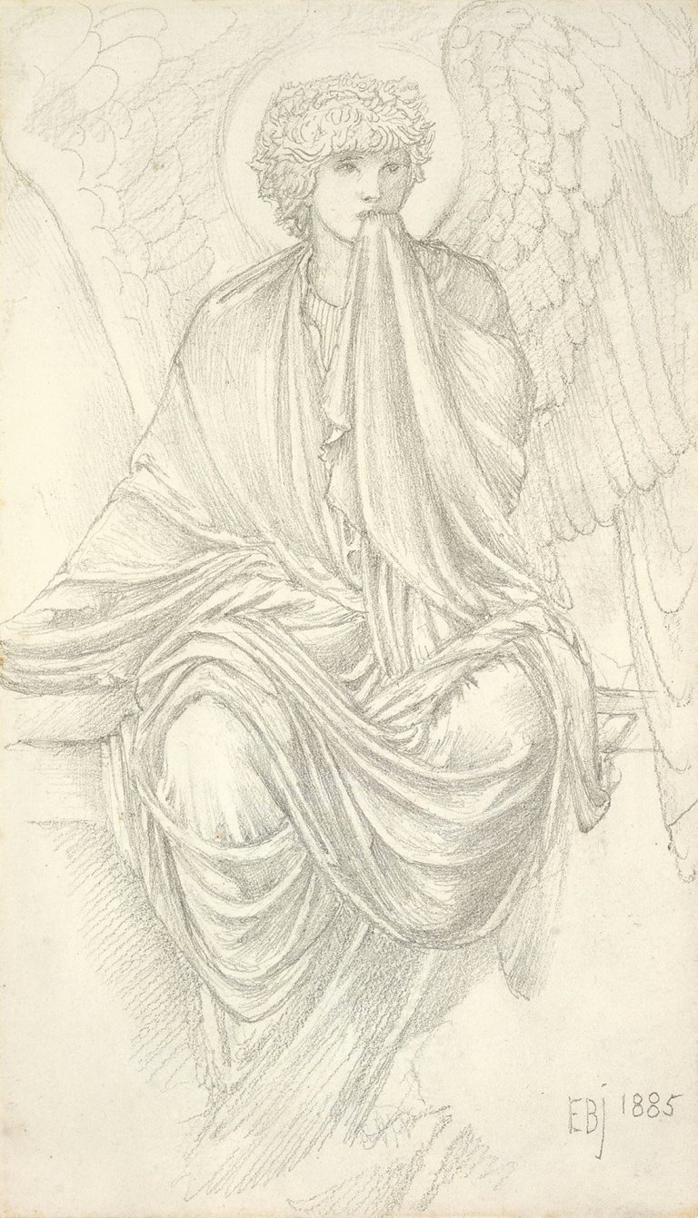 Auf diesem Bild ist das folgende Kunstwerk zu sehen: Edward Burne-Jones. Study of an Angel. 1885.