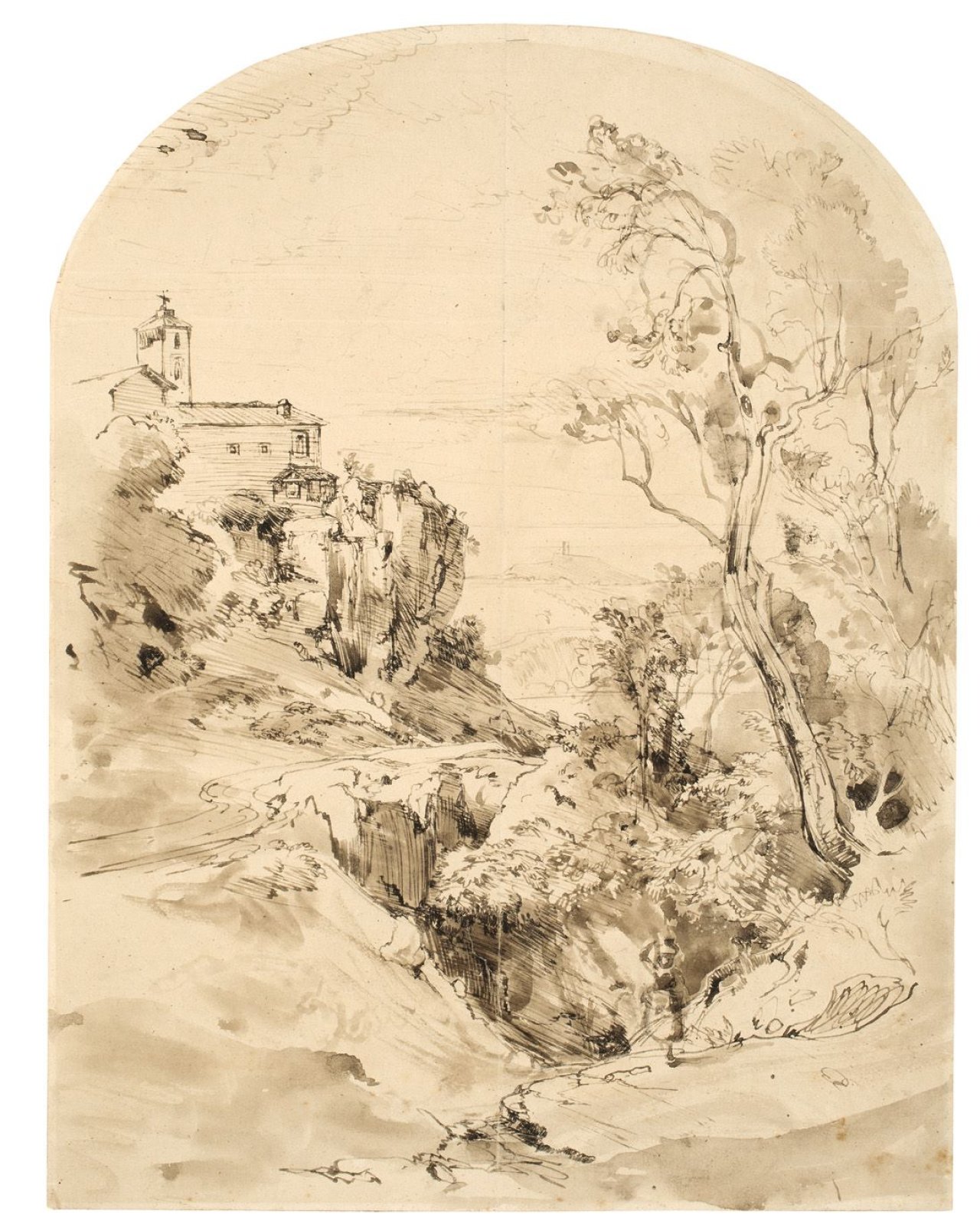 Auf diesem Bild ist das folgende Kunstwerk zu sehen: Friedrich Nerly d. Ä.. Italienische Landschaft. Um 1830.