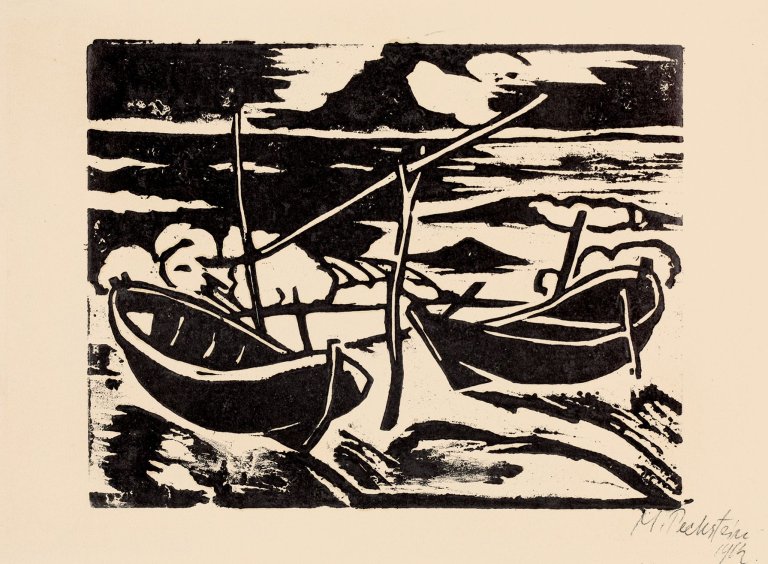 Auf diesem Bild ist das folgende Kunstwerk zu sehen: Max Pechstein. „Kähne“. 1919.