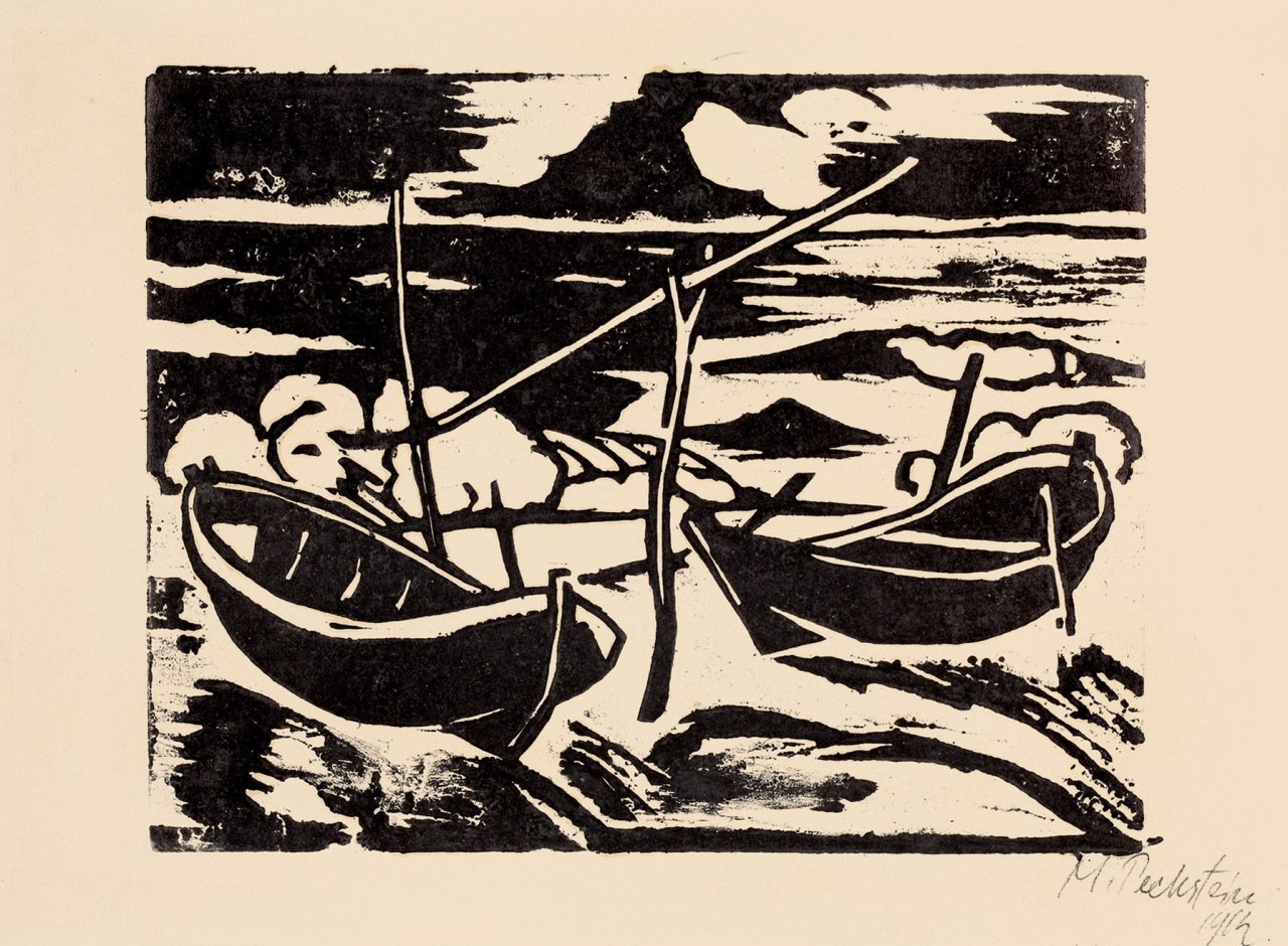 Auf diesem Bild ist das folgende Kunstwerk zu sehen: Max Pechstein. „Kähne“. 1919.