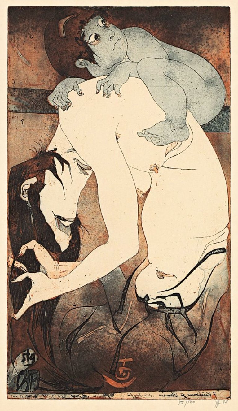 Auf diesem Bild ist das folgende Kunstwerk zu sehen: Horst Janssen. „Utamaro“. 1988.