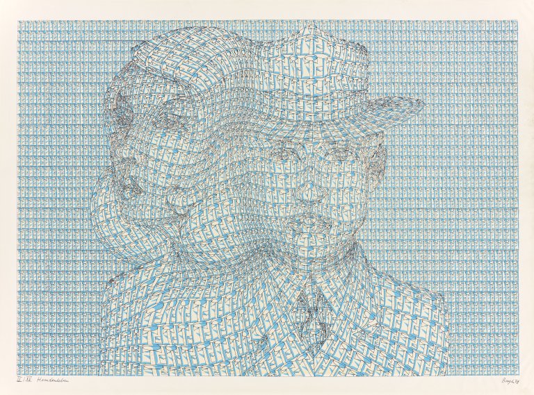 Auf diesem Bild ist das folgende Kunstwerk zu sehen: Thomas Bayrle. „Hemdenleben“. 1970.