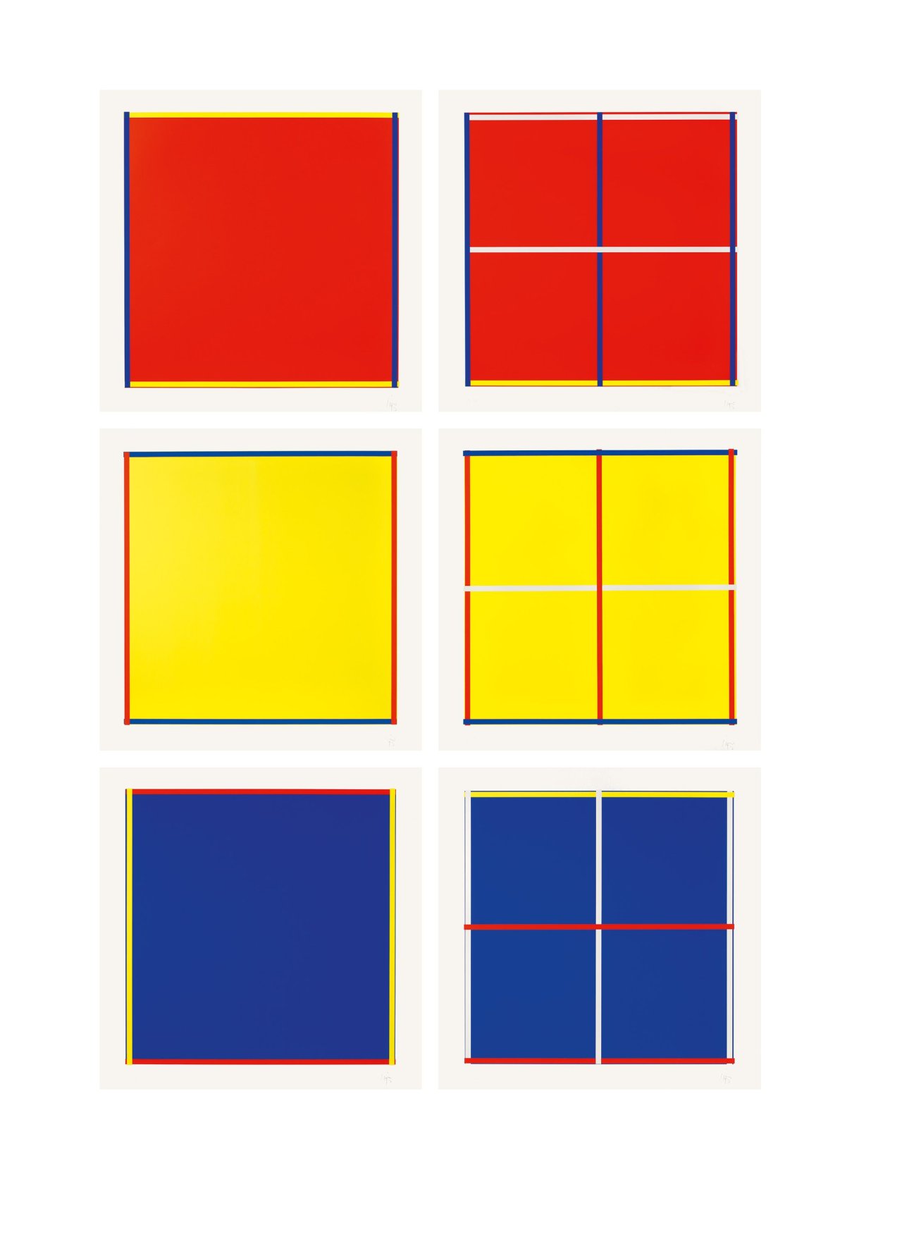 Auf diesem Bild ist das folgende Kunstwerk zu sehen: Imi Knoebel. Rot, Gelb, Weiß, Blau. 1995.