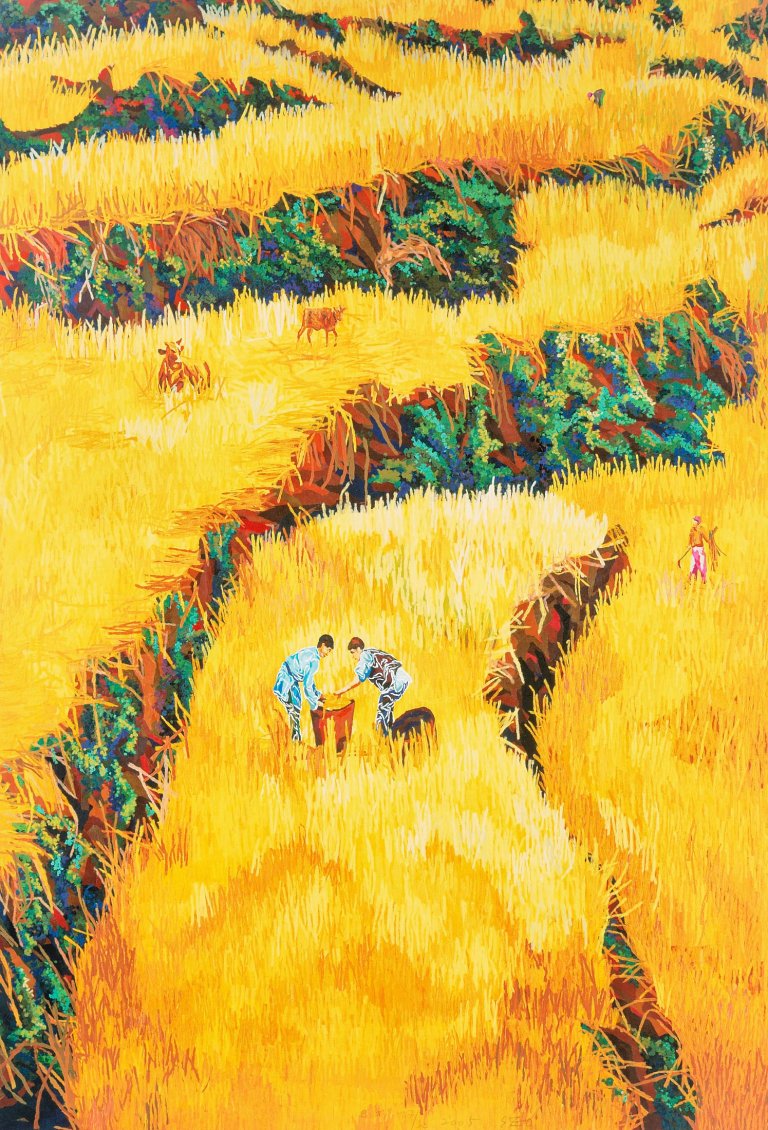 Auf diesem Bild ist das folgende Kunstwerk zu sehen:  SEO (d.i. Seo Soo-Kyoung ). „Die große Reisernte 1“. 2005.
