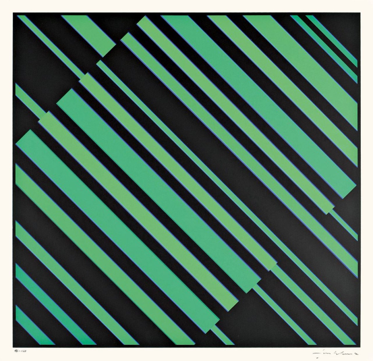 Auf diesem Bild ist das folgende Kunstwerk zu sehen: Günter Fruhtrunk. Aus: „Sechs Serigraphien“. 1967.