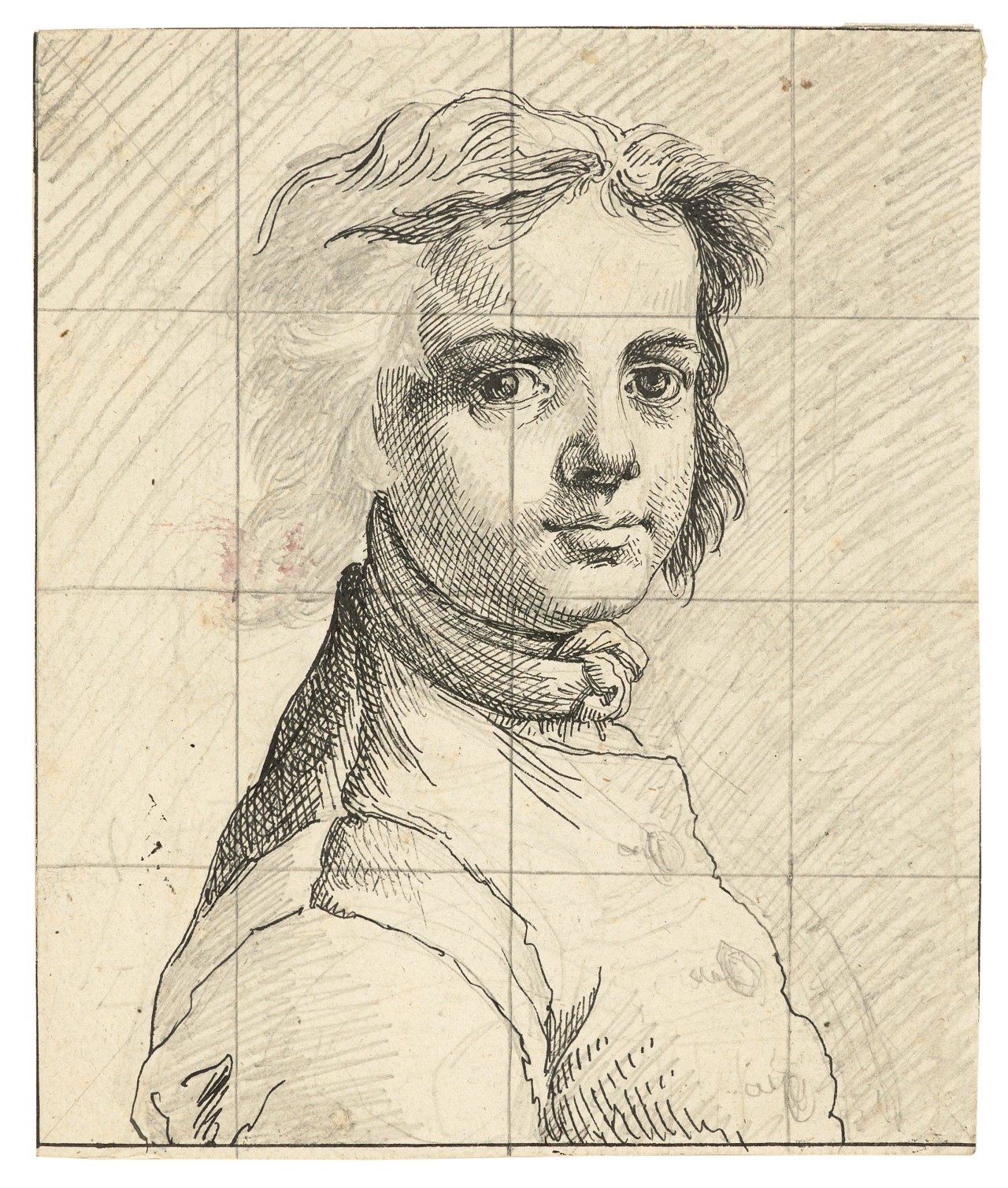 Auf diesem Bild ist das folgende Kunstwerk zu sehen:  Deutsch, um 1810. Bildnis eines jungen Mannes.