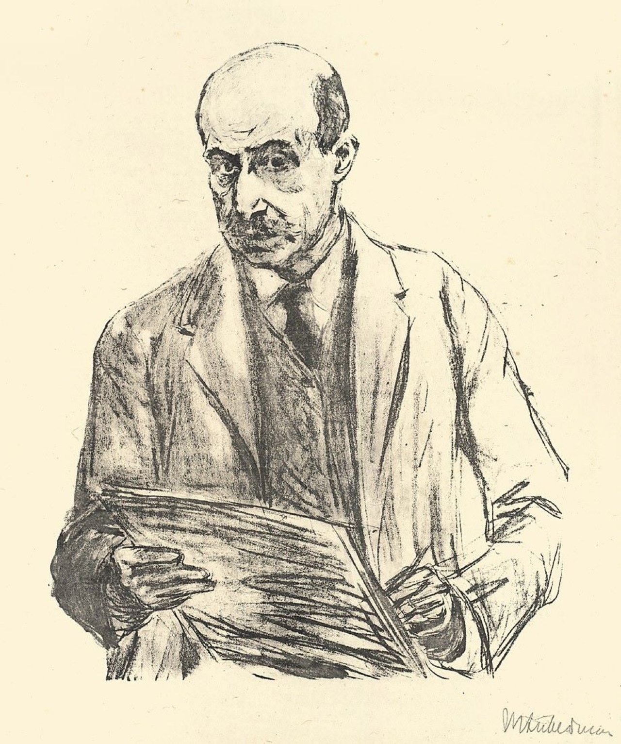 This picture shows the following artwork: Max Liebermann. „Selbstportrait, zeichnend“. 1912.