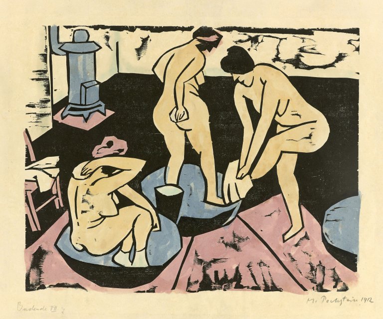 Auf diesem Bild ist das folgende Kunstwerk zu sehen: Max Pechstein. „Badende XI“. 1911.