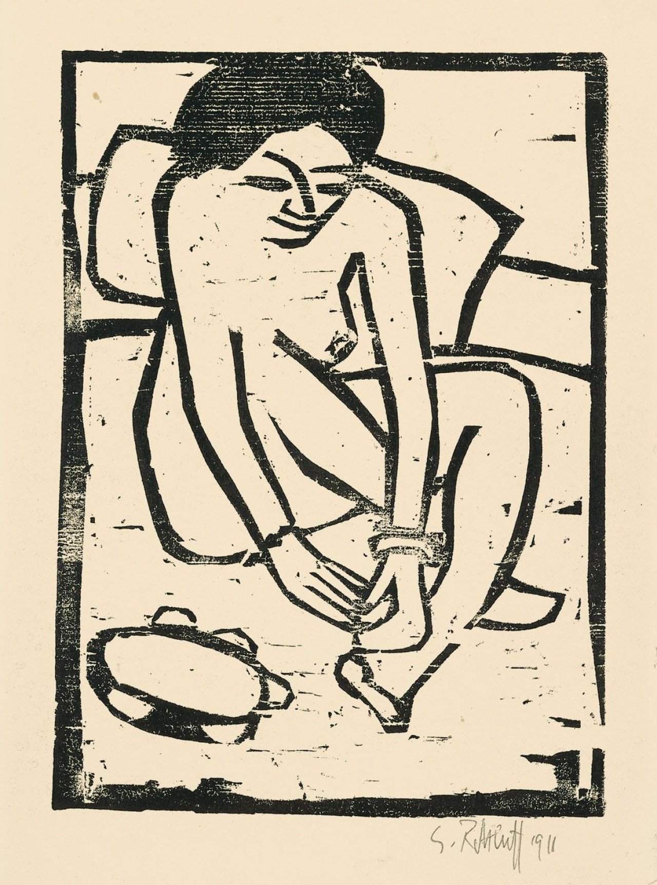 Auf diesem Bild ist das folgende Kunstwerk zu sehen: Karl Schmidt-Rottluff. „Mädchen mit Tamburin“. 1911.