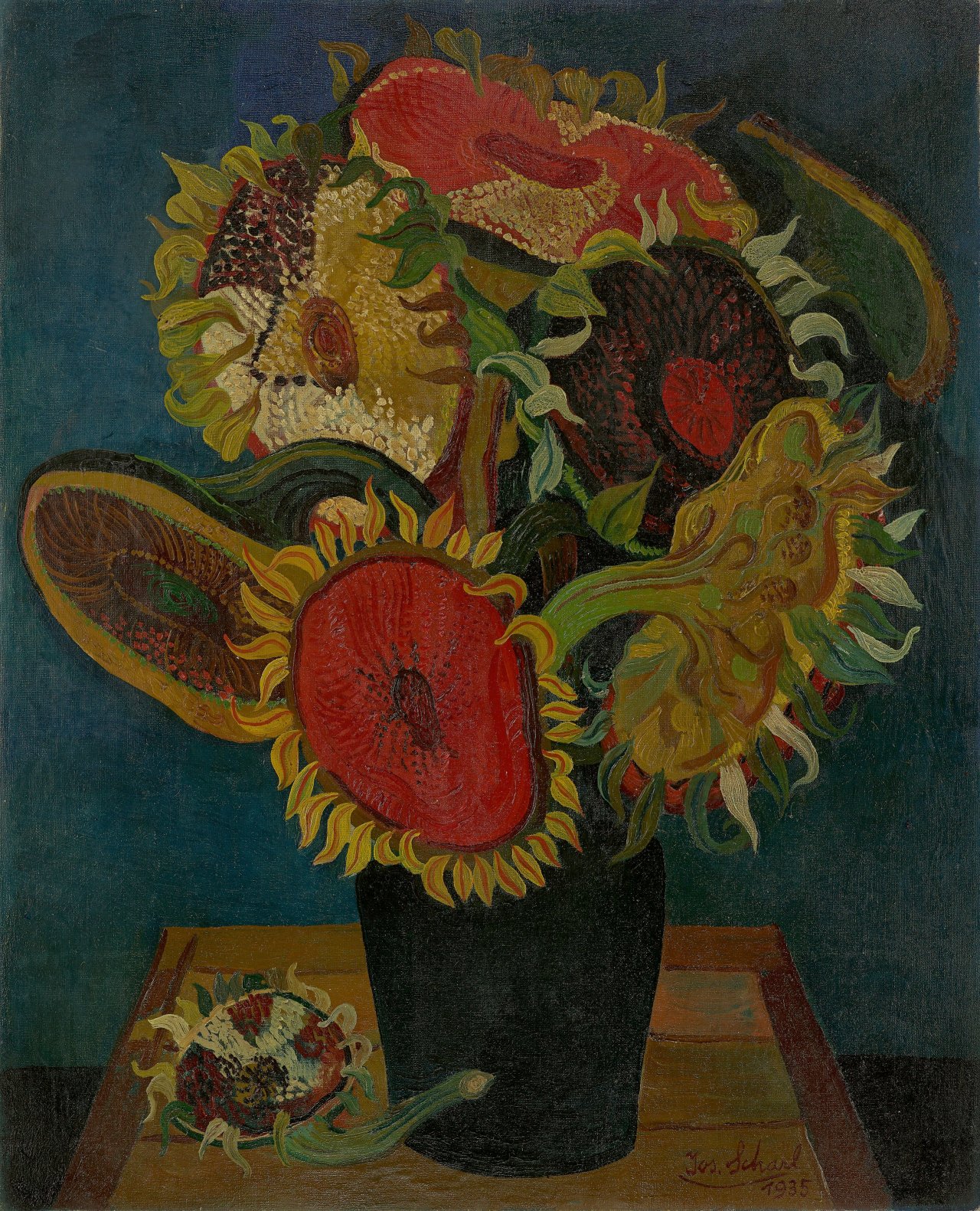 Auf diesem Bild ist das folgende Kunstwerk zu sehen: Josef Scharl. „Sonnenblumen“. 1935.