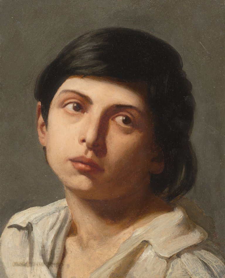 Auf diesem Bild ist das folgende Kunstwerk zu sehen: Franz von Defregger. Junger Italiener (Studienkopf).
