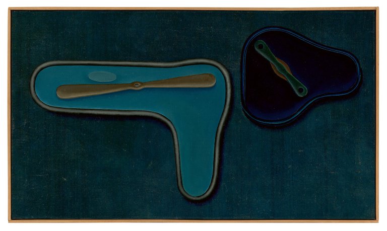 This picture shows the following artwork: Konrad Klapheck. “Die Selbstsicheren“. 1959.