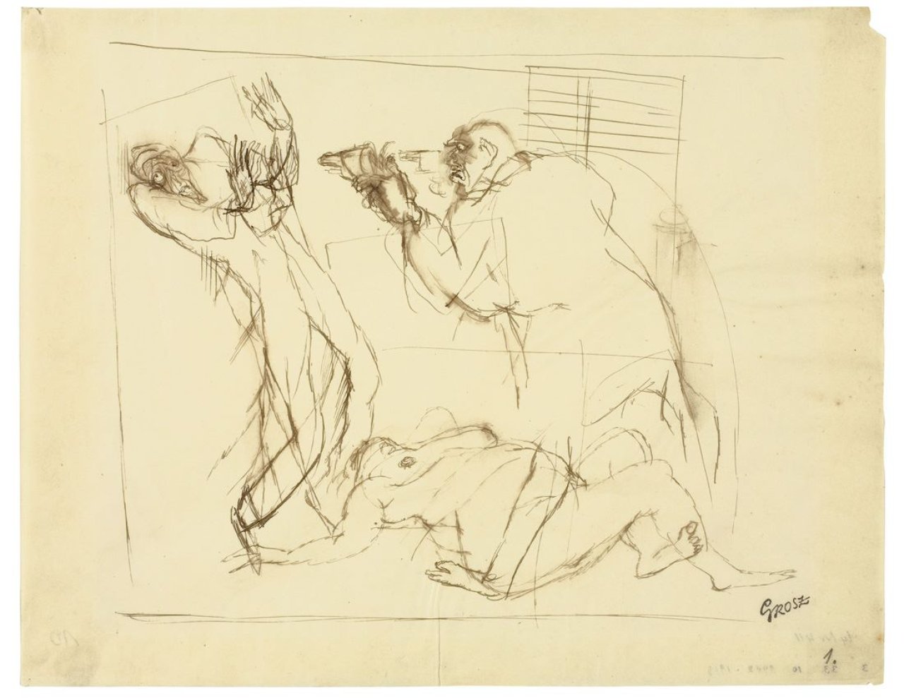 Auf diesem Bild ist das folgende Kunstwerk zu sehen: George Grosz. Mord. 1912/13.